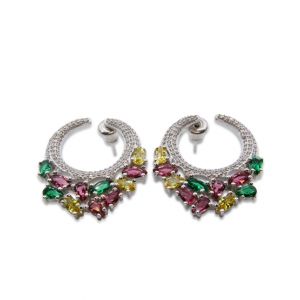 Zed Eye Rainbow Crescent Earrings For Women (ISE159)