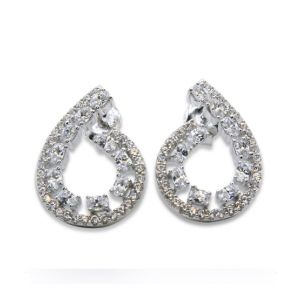 Zed Eye Silver Pears Earrings For Women (ISE156)
