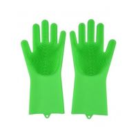 BI Traders Silicone Washing Gloves with Scrubber