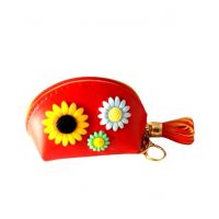 FS Couture Sunflower Coin Pouch Key Chain Red