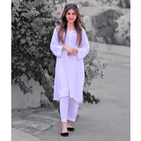 Vcare Natural 2 Pieces Casual Suit For Women White (WL)-Small