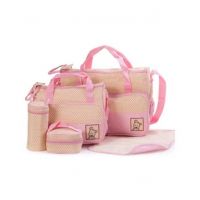 Easy Shop Baby Stroller &amp; Nappy Bag - Set of 5 Pcs-Pink