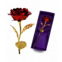 Kharedloustad 24K Gold Foil Plated Rose with Love Stand