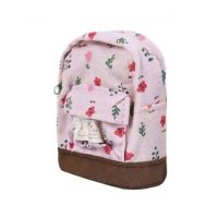Kharedloustad Canvas Mini Floral Backpack For Women Pink