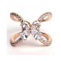 KhawajasKreation Adjustable Butterfly Ring For Women Rose Gold