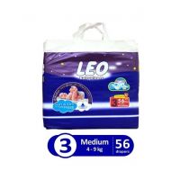 Leo Blue Baby Diaper Medium 4-9 KG Pack Of 56