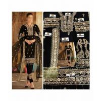 Mehakmall Embroidery Chiffon Party Wear Suit For Women Black