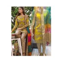 Mehakmall Fancy Party Wear Suit For Women Yellow (0014)