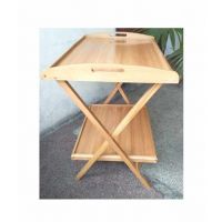 MRB TRADE Double Shelf Foldable Table Beech Wood