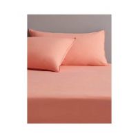 Rainbow Linen Jersey Fitted Bed Sheet Queen Size Coral (RHP117)