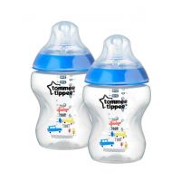 Tommee Tippee Closer To Nature Decorated Baby Bottles 260ml Blue Pack Of 2 (TT 422521)