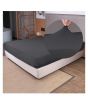 Rainbow Linen Jersey Fitted Bed Sheet Single Size Anthracite (RHP100)