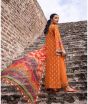 Zainab Chottani Mehr-O-Maah Embroidered Unstitched Chikankari 3 Piece Suit Orange (D-03B)