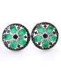 Zed Eye Green Lotus Earrings For Women (ISE109B)